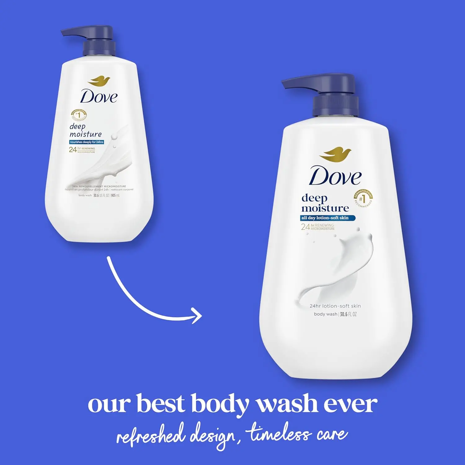 Dove Body Wash Deep Moisture for 24hr Lotion-Soft Skin Moisture Moisturizing Skin Cleanser with No Sulfates No Parabens 30.6 oz image 3