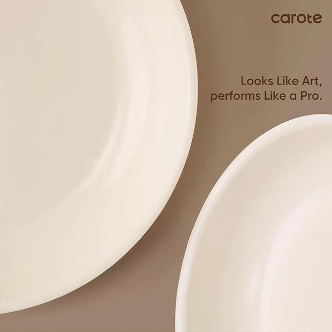 CAROTE 18pcs Ceramic Cookware Set, Pots and Pans Set, Induction Nonstick Kitchen Cookware Sets, Non Stick RV Set with Detachable Handle, Dishwasher/Oven Safe, Brown image 6