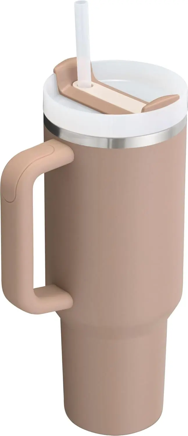 STANLEY Quencher H2.0 Tumbler with Handle and Straw 40 oz | Flowstate 3-Position Lid | Cup Holder Compatible for Travel | Insulated Stainless Steel Cup | BPA-Free | Almond Rose image 2