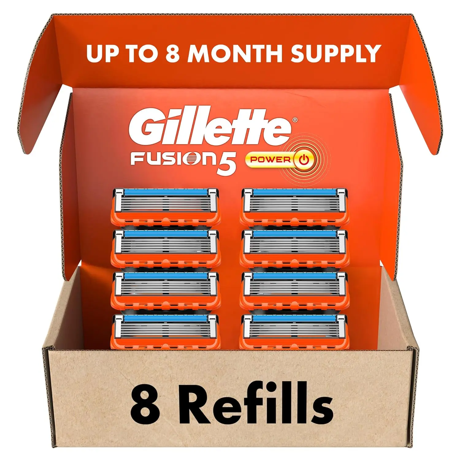 Gillette Fusion5 Power Razor Blades for Men, 5-Blade Razor Refills, 8 Count image 1