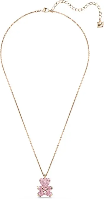 Swarovski Teddy Bear Pendant Necklace, Pink Crystals, Rose Gold-Tone Finish image 2