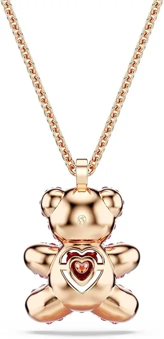 Swarovski Teddy Bear Pendant Necklace, Pink Crystals, Rose Gold-Tone Finish image 5