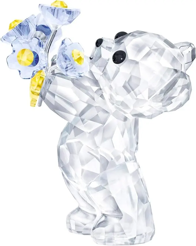 SWAROVSKI Kris Bears Forget Me Not, Clear Swarovski Crystal with Blue and Yellow Accents, Part of the Swarovski Kris Bears Collection image 1
