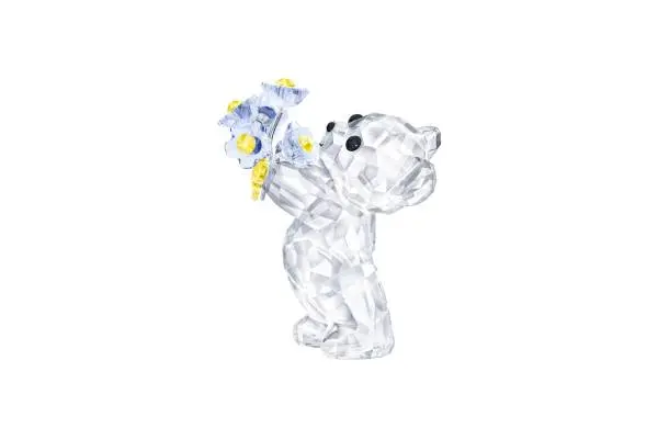 SWAROVSKI Kris Bears Forget Me Not, Clear Swarovski Crystal with Blue and Yellow Accents, Part of the Swarovski Kris Bears Collection image