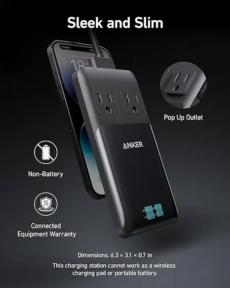 Anker Prime 6-in-1 USB C Charging Station, 140W Compact Power Strip for Work and Travel, 5 ft Detachable Extension Cord with 6 Ports, for iPhone 15/15 Plus/15 Pro/15 Pro Max(Non-Battery, Non-Wireless) image 4