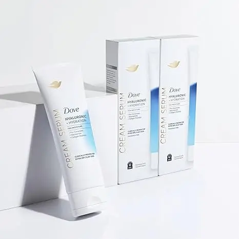 Dove Body Cream Serum Hyaluronic + Hydration for Extra Dry, Flaky Skin, with Pro-Ceramides, Niacinamide and Collagen Peptides Lotion, 8 oz image 3