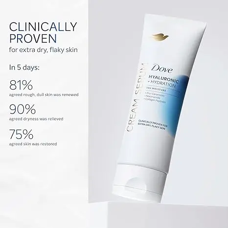 Dove Body Cream Serum Hyaluronic + Hydration for Extra Dry, Flaky Skin, with Pro-Ceramides, Niacinamide and Collagen Peptides Lotion, 8 oz image 4