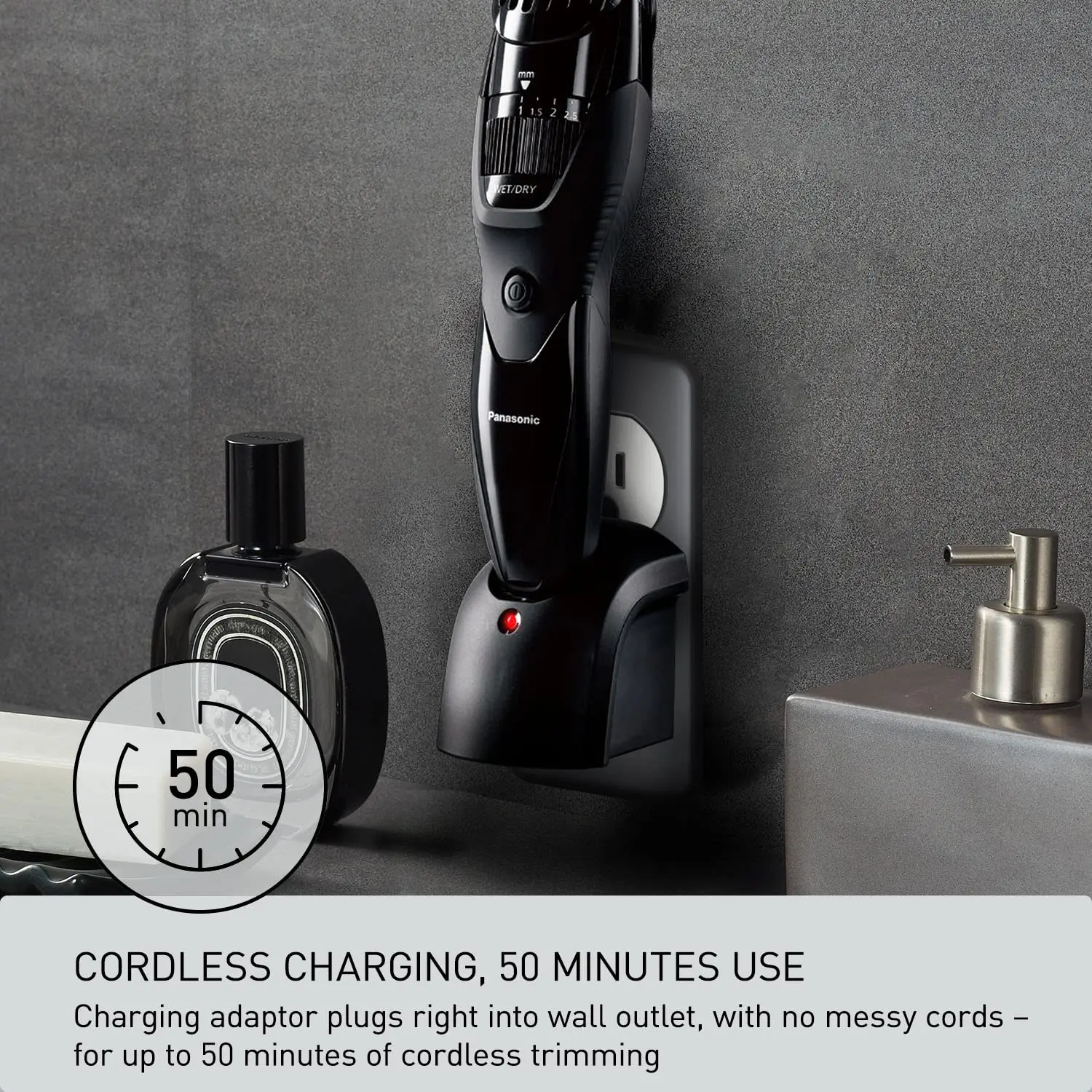 Panasonic Cordless Men's Beard Trimmer With Precision Dial, Adjustable 19 Length Setting, Rechargeable Battery, Washable - ER-GB42-K (Black) image 5