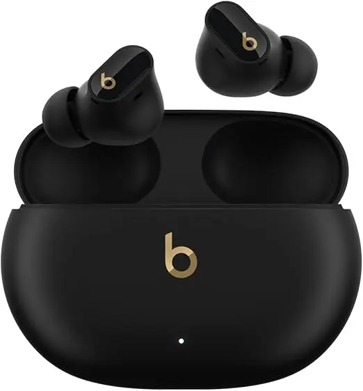 Beats Studio Buds + | True Wireless Noise Cancelling Earbuds, Enhanced Apple & Android Compatibility, Built-in Microphone, Sweat Resistant Bluetooth Headphones, Spatial Audio - Black/Gold image 1