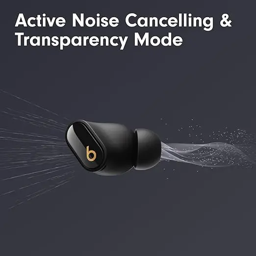 Beats Studio Buds + | True Wireless Noise Cancelling Earbuds, Enhanced Apple & Android Compatibility, Built-in Microphone, Sweat Resistant Bluetooth Headphones, Spatial Audio - Black/Gold image 2