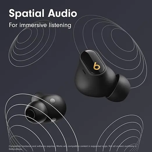 Beats Studio Buds + | True Wireless Noise Cancelling Earbuds, Enhanced Apple & Android Compatibility, Built-in Microphone, Sweat Resistant Bluetooth Headphones, Spatial Audio - Black/Gold image 4