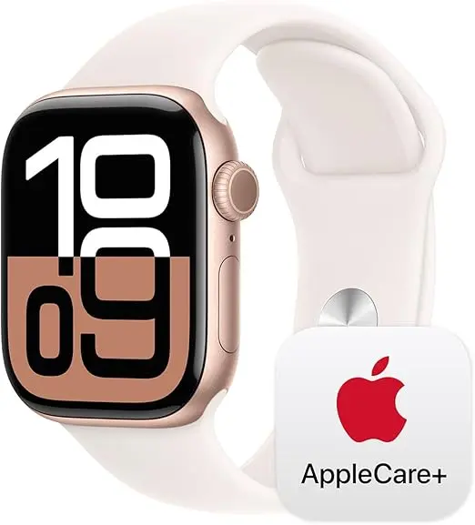 Apple Watch Series 10 [GPS 42mm] with Rose Gold Aluminium Case with Light Blush Sport Band - S/M. Fitness Tracker, ECG App, Always-On Retina Display, Water Resistant with AppleCare+ (2-years) image 1