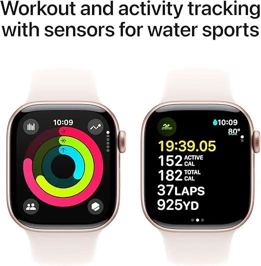 Apple Watch Series 10 [GPS 42mm] with Rose Gold Aluminium Case with Light Blush Sport Band - S/M. Fitness Tracker, ECG App, Always-On Retina Display, Water Resistant with AppleCare+ (2-years) image 4