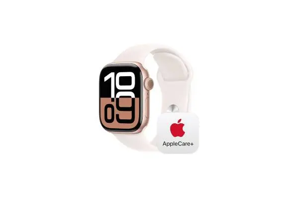 Apple Watch Series 10 [GPS 42mm] with Rose Gold Aluminium Case with Light Blush Sport Band - S/M. Fitness Tracker, ECG App, Always-On Retina Display, Water Resistant with AppleCare+ (2-years) image