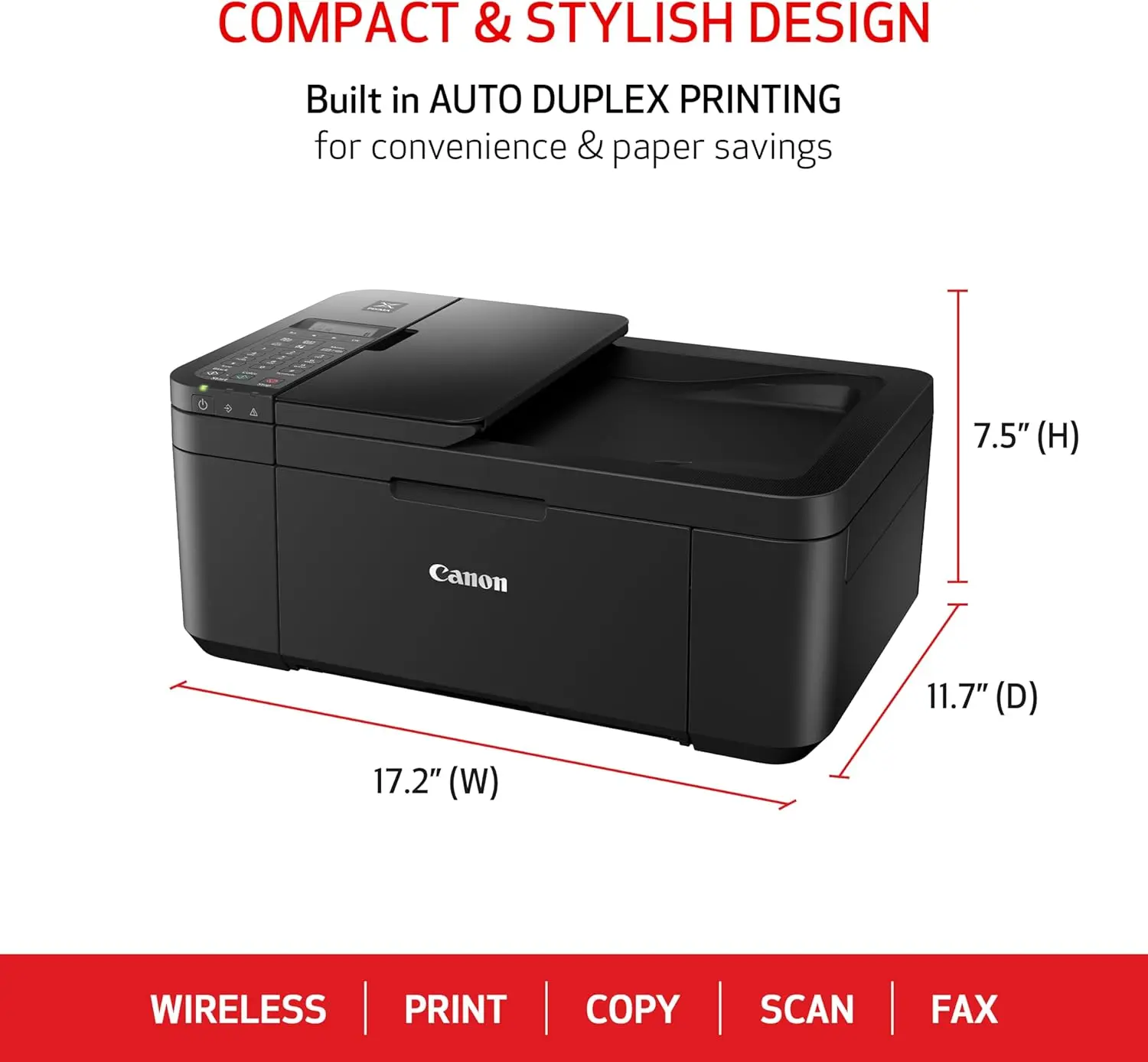 Canon PIXMA TR4720 All-in-One Wireless Printer, Home Use with Auto Document Feeder, Mobile Printing and Built-in Fax, Black image 2