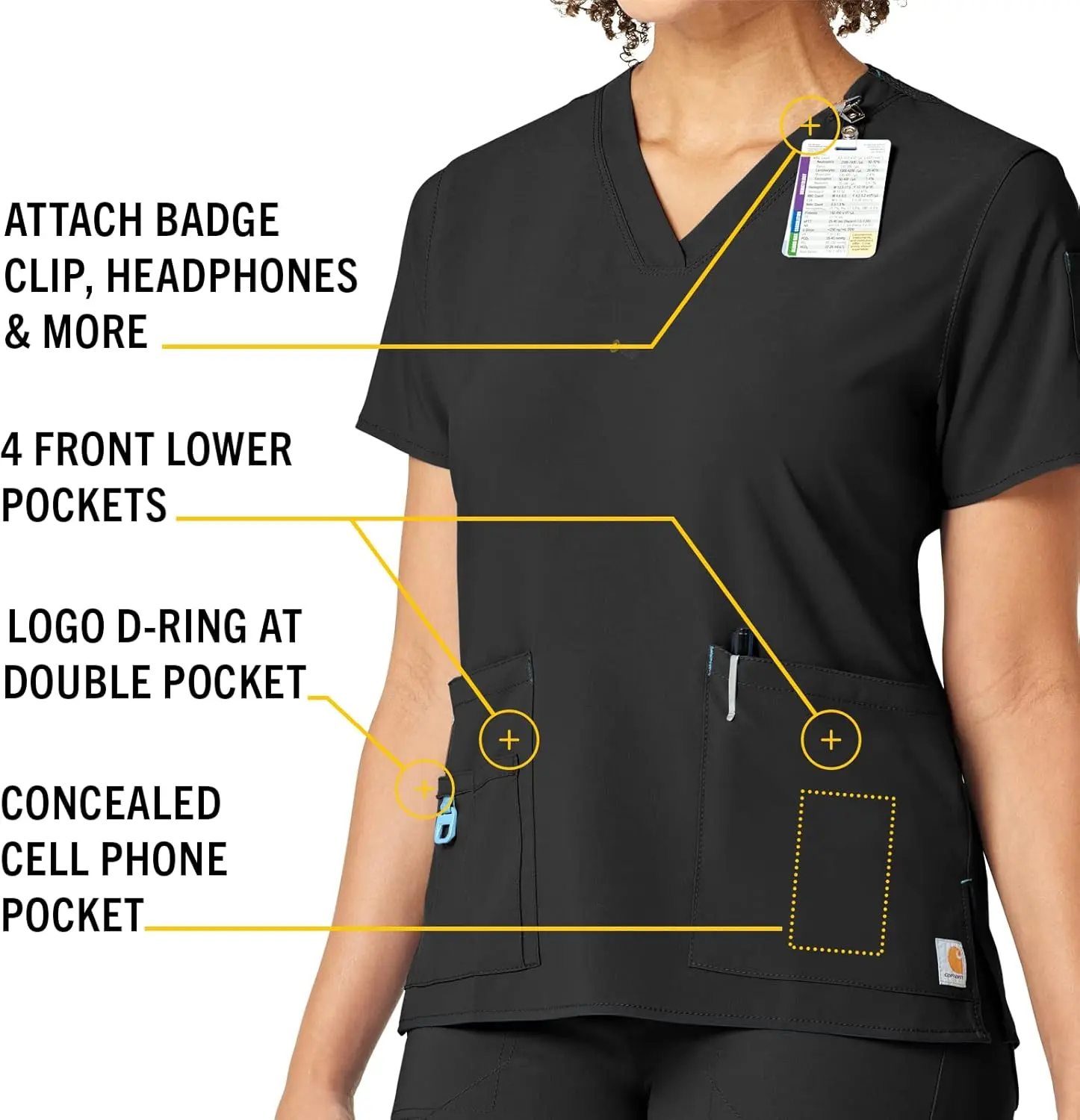 Carhartt Scrubs C12110 Women's Force® Cross-Flex Modern Fit V-Neck Top image 3