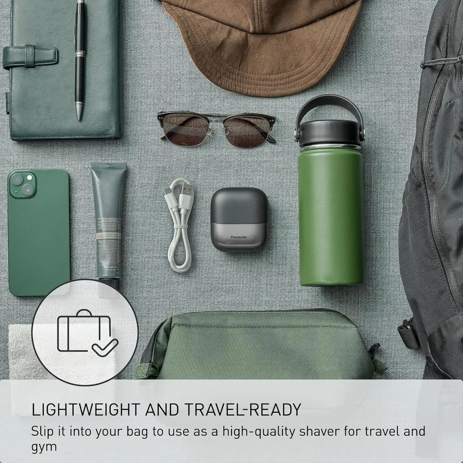 Panasonic Swipe Right Travel Shaver for Men, Portable Electric Razor with USB-C Charging, 3-Blade Cutting System and Beard Sensor Technology, Wet/Dry Use - ES-CM3A-K image 3