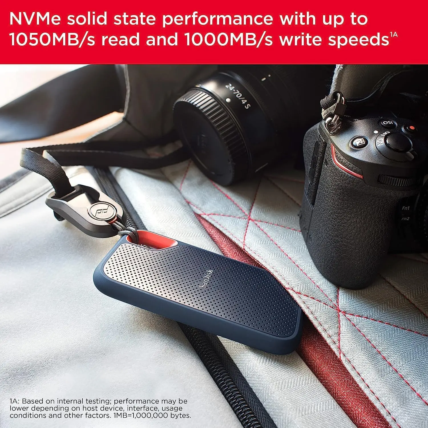 SanDisk 2TB Extreme Portable SSD - Up to 1050MB/s, USB-C, USB 3.2 Gen 2, IP65 Water and Dust Resistance, Updated Firmware - External Solid State Drive - SDSSDE61-2T00-G25 image 4