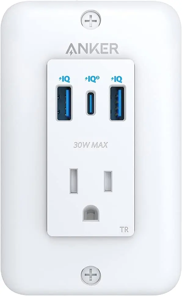 Anker USB C Wall Outlet, PowerExtend USB-C Wall Outlet, 2 outlets and 2 USB Ports and 30W Power Delivery Port, Tamper Resistant Receptacles, ETL Listed image 1
