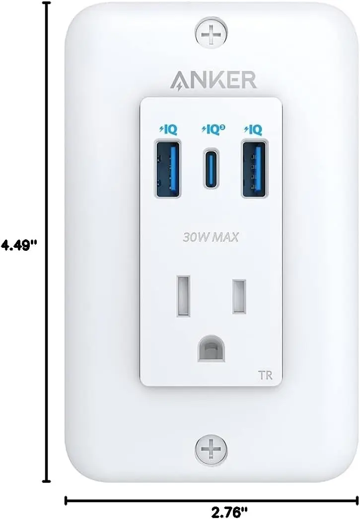 Anker USB C Wall Outlet, PowerExtend USB-C Wall Outlet, 2 outlets and 2 USB Ports and 30W Power Delivery Port, Tamper Resistant Receptacles, ETL Listed image 8