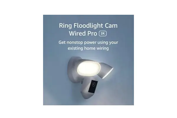 Ring Floodlight Cam Wired Pro with Bird’s Eye View and 3D Motion Detection, White image