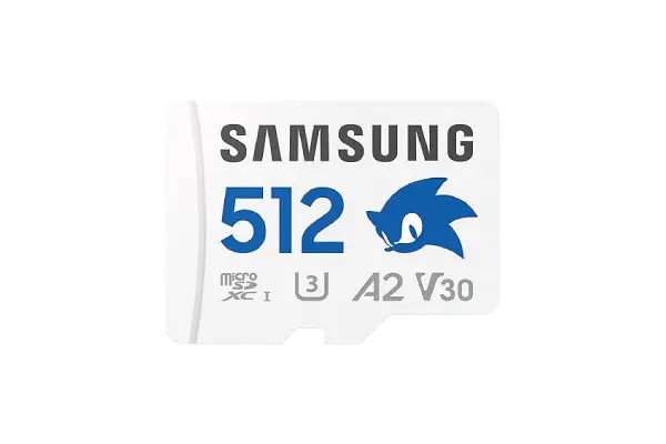 Samsung PRO Plus Sonic The Hedgehog + Adapter, 512GB microSDXC, Up-to 180MB/s, Full HD & 4K UHD, UHS-I, C10, U3, V30, A2, for Nintendo-Switch, Steam Deck, GoPRO, DJI Drone, Tablets (MB-MD512SA/LC1) image