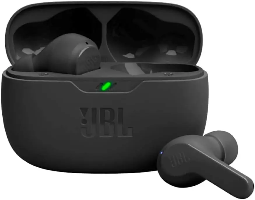 JBL Vibe Beam - True Wireless JBL Deep Bass Sound Earbuds, Bluetooth 5.2, Water & Dust Resistant, Hands-free call with VoiceAware, Up to 32 hours of battery life (Black) image 1