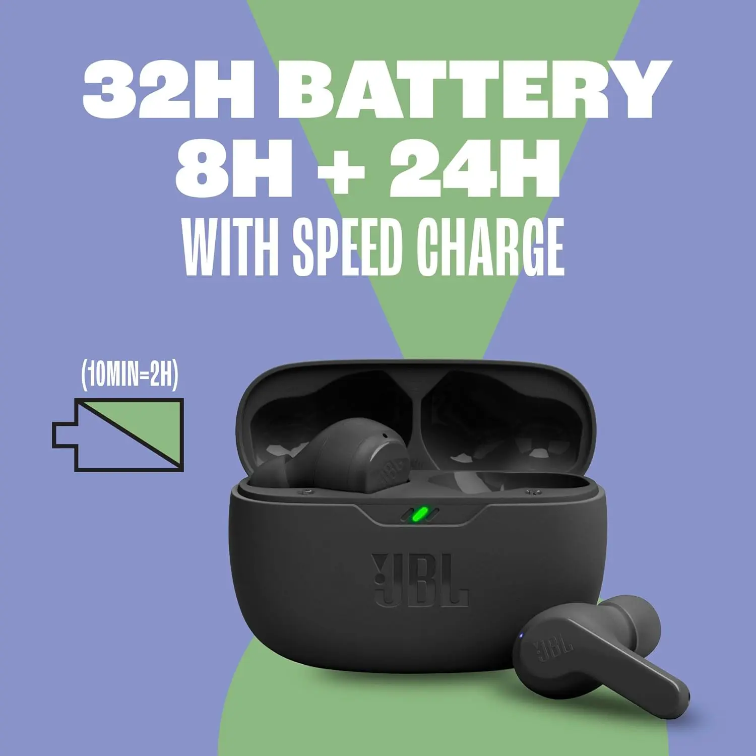 JBL Vibe Beam - True Wireless JBL Deep Bass Sound Earbuds, Bluetooth 5.2, Water & Dust Resistant, Hands-free call with VoiceAware, Up to 32 hours of battery life (Black) image 4