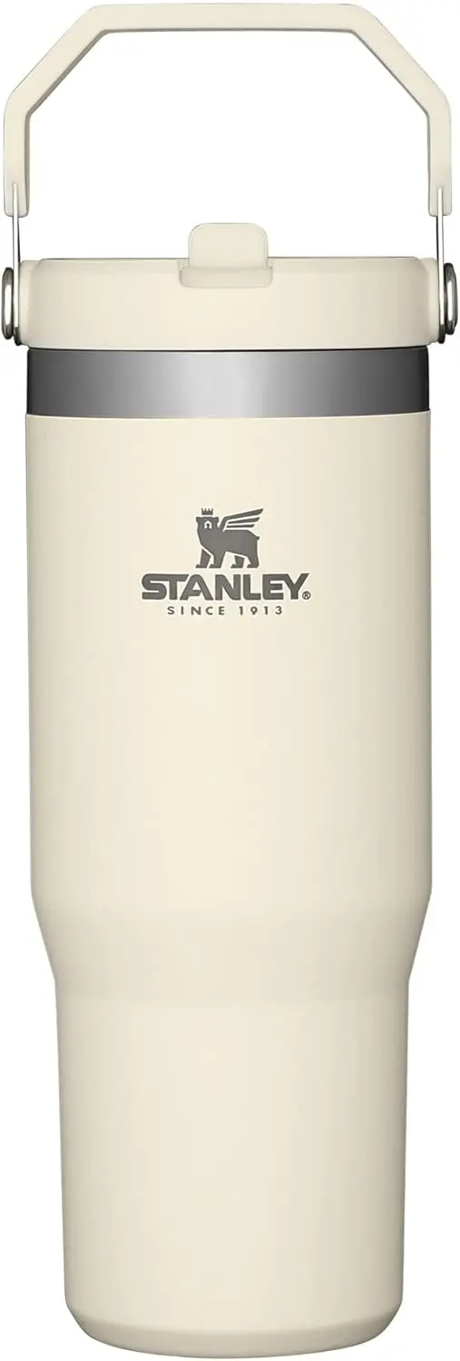 STANLEY IceFlow Stainless Steel Tumbler with Straw - Vacuum Insulated Water Bottle for Home, Office or Car - Reusable Cup with Straw Leak Resistant Flip - Cold for 12 Hours or Iced for 2 Days (Cream) image 1