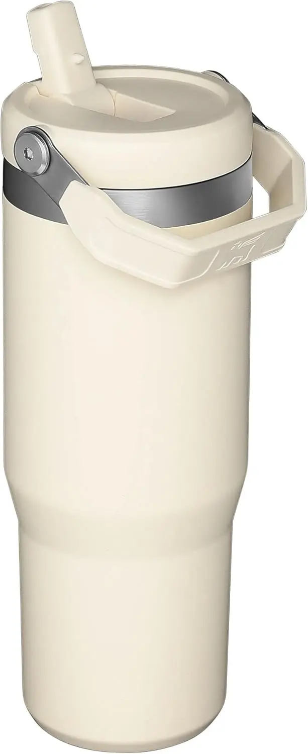 STANLEY IceFlow Stainless Steel Tumbler with Straw - Vacuum Insulated Water Bottle for Home, Office or Car - Reusable Cup with Straw Leak Resistant Flip - Cold for 12 Hours or Iced for 2 Days (Cream) image 2