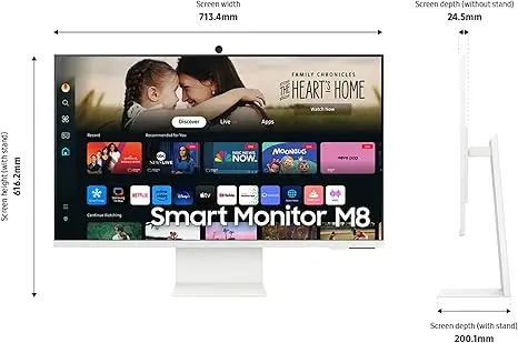 SAMSUNG 32-Inch M8 (M80D) Series 4K UHD Smart Monitor with Streaming TV, Speakers, HDR10+, AI Upscaling, USB-C, Ergonomic Stand, SlimFit Camera, Gaming Hub, LS32DM801UNXZA, 2024 image 4
