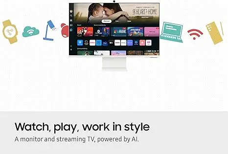 SAMSUNG 32-Inch M8 (M80D) Series 4K UHD Smart Monitor with Streaming TV, Speakers, HDR10+, AI Upscaling, USB-C, Ergonomic Stand, SlimFit Camera, Gaming Hub, LS32DM801UNXZA, 2024 image 5