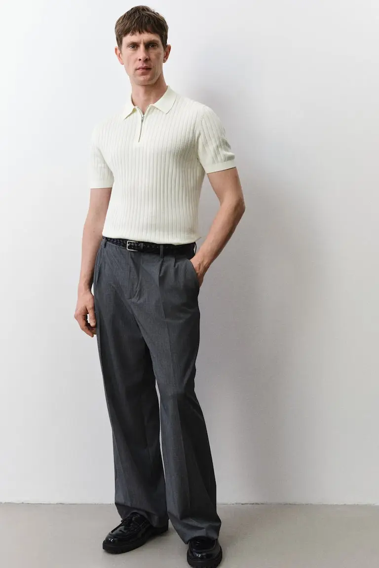 Slim-Fit Rib-Knit Polo Shirt image 2