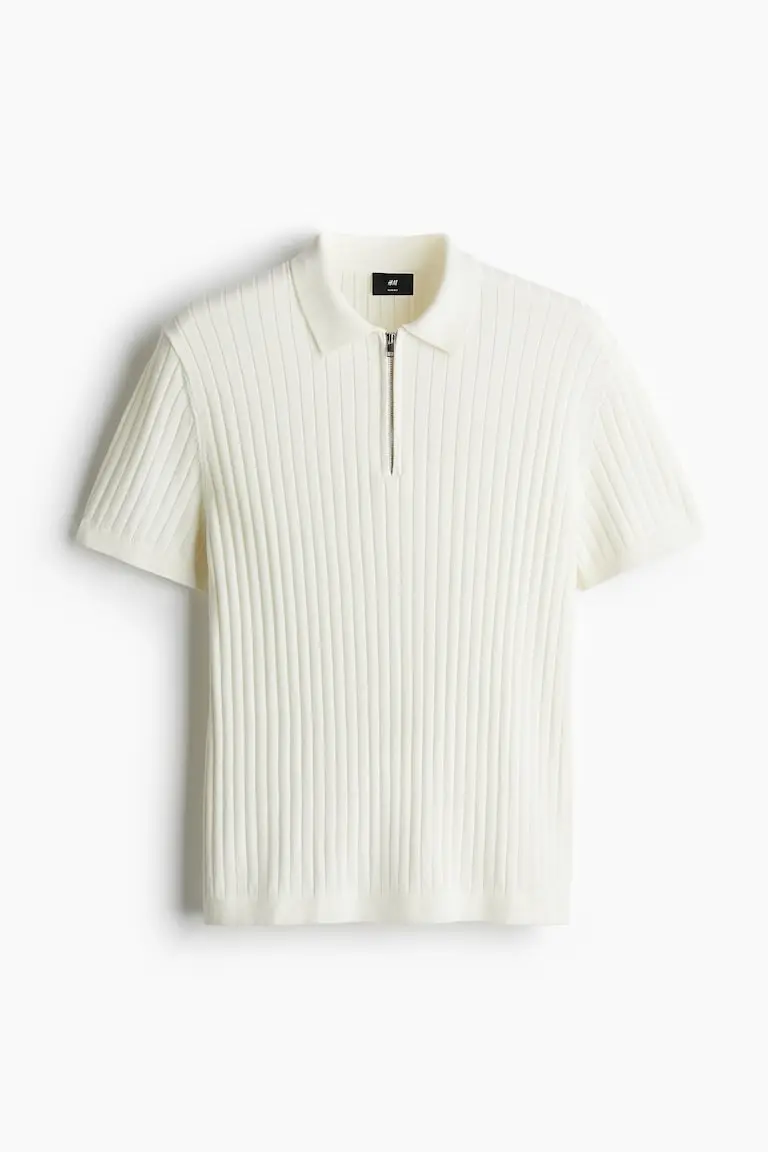 Slim-Fit Rib-Knit Polo Shirt image 4