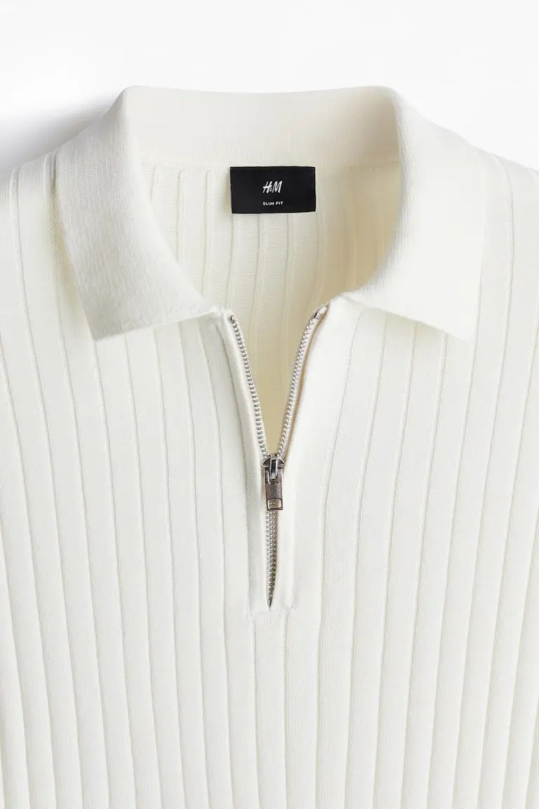 Slim-Fit Rib-Knit Polo Shirt image 5