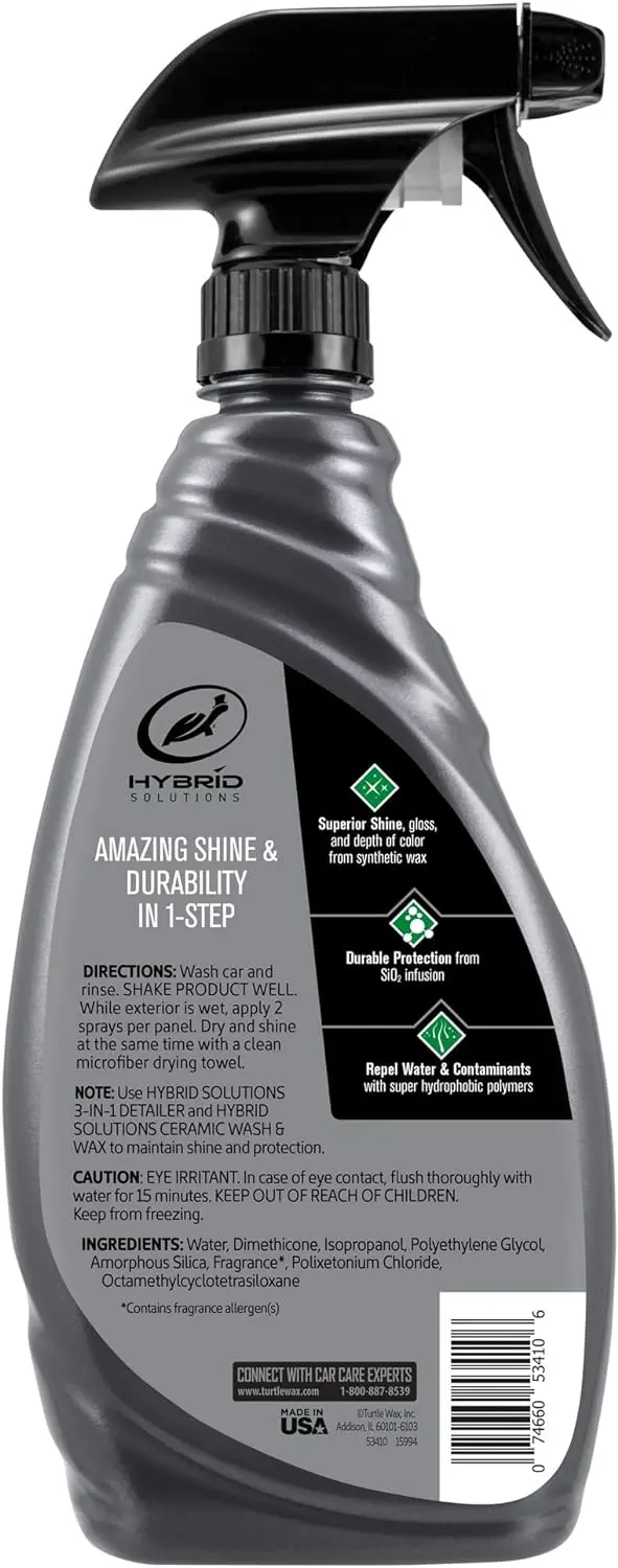 Turtle Wax 53410 Hybrid Solutions Ceramic Wet Wax, One Step Shine and Protection Solution, Extreme Water Beading, Keeps Vehicle Cleaner for Longer, No Streaks, 26 oz. (Pack of 1) image 2
