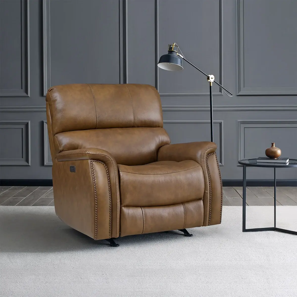 Barcalounger Presley Leather Power Rocker Recliner with Power Headrest image