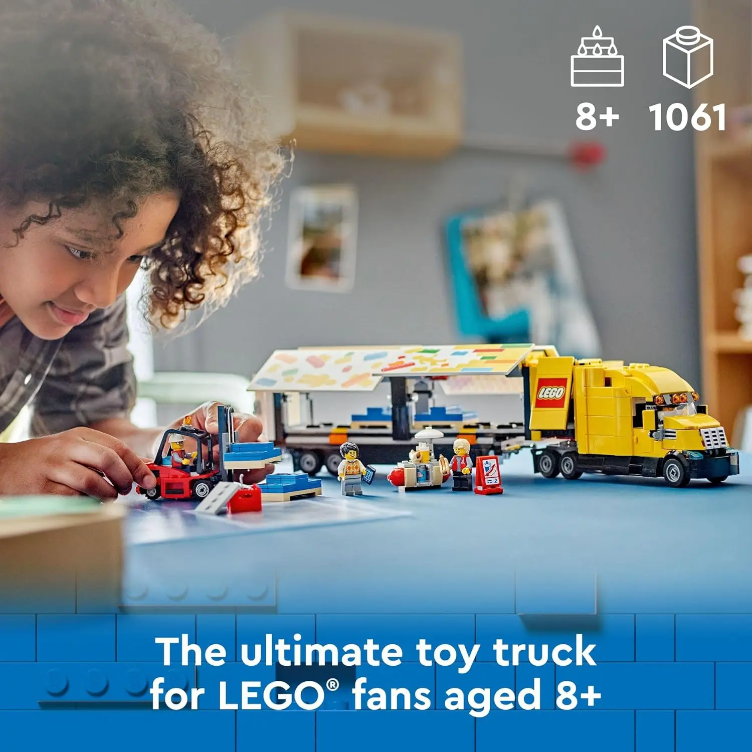 LEGO City Yellow Delivery Truck Toy, Comes with a Semitruck Model, Forklift and 4 Minifigures for Pretend Play, Fun Birthday Gift Idea for Kids' 8 Years Old and Up, 60440 image 2