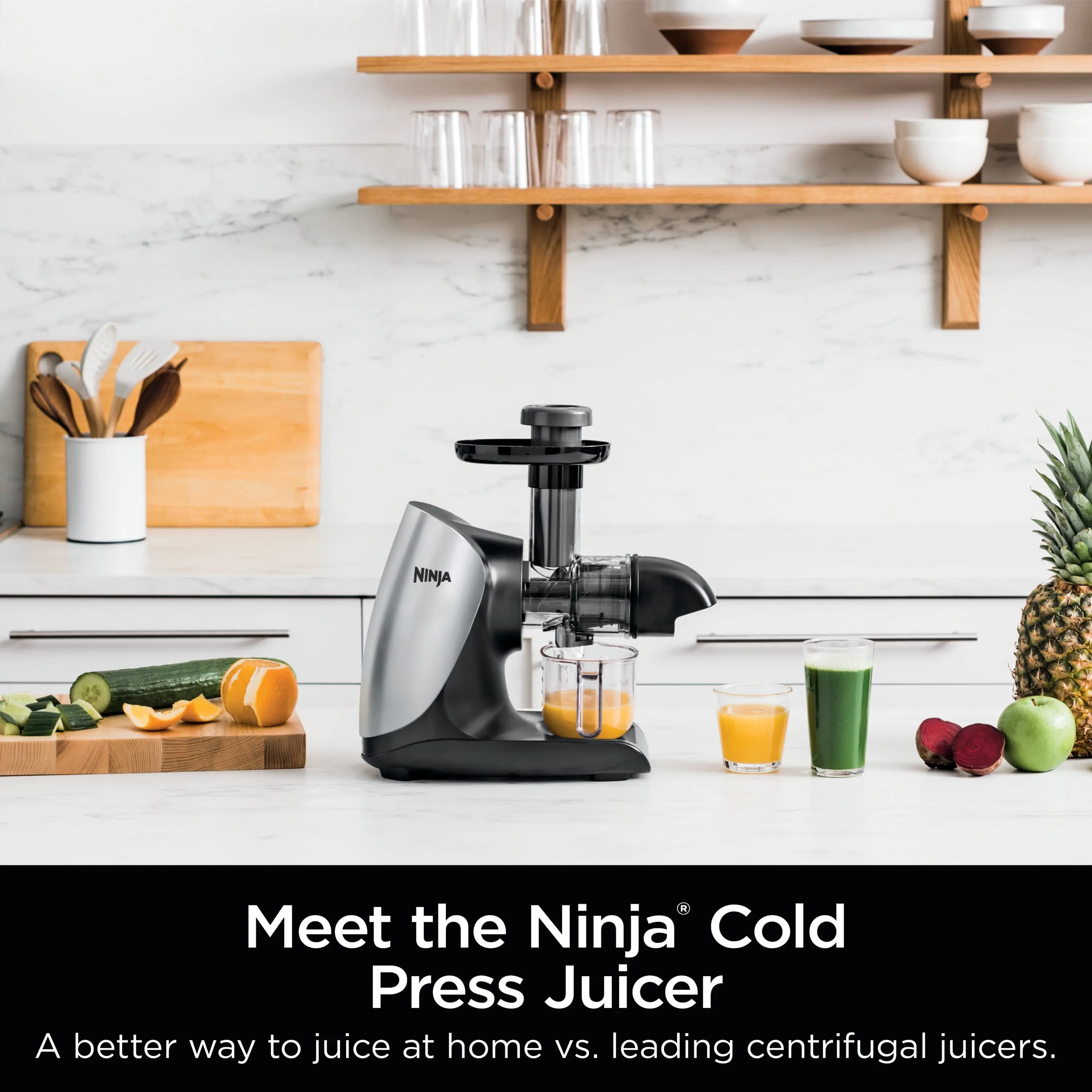Ninja® Cold Press Juicer Pro Powerful Slow Juicer, 150 Watts, Total Pulp Control, Cloud Silver, JC100 image 4