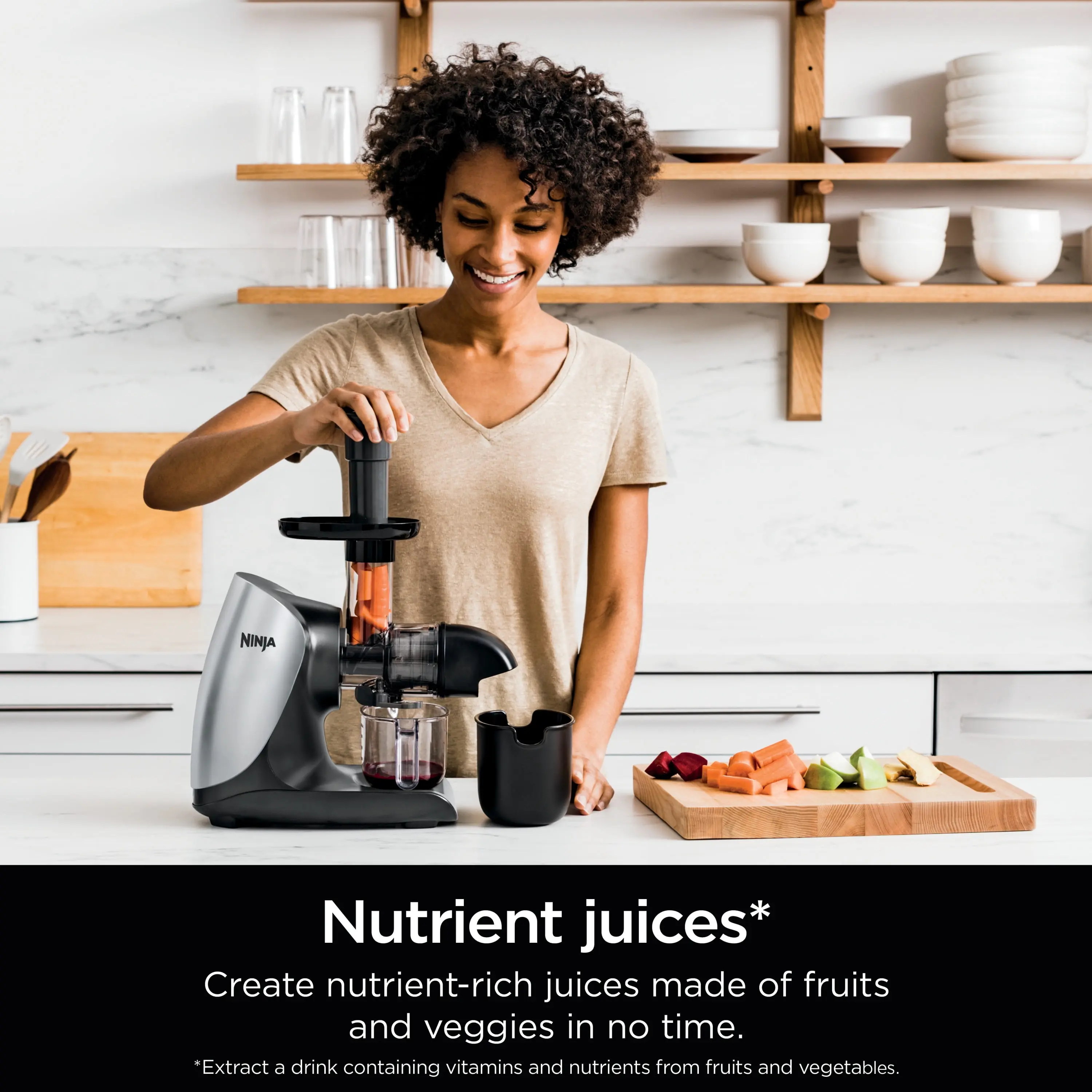 Ninja® Cold Press Juicer Pro Powerful Slow Juicer, 150 Watts, Total Pulp Control, Cloud Silver, JC100 image 5