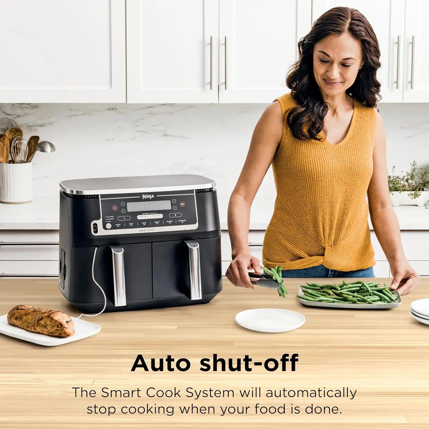 Ninja Foodi 10QT 6-in-1 DualZone Smart XL Air Fryer, 2 Independent 5QT Baskets, Smart Cook Thermometer, Match Cook, Smart Finish, Air Fry, Roast, Bake, Dehydrate, Reheat, Grey, DZ550 image 4