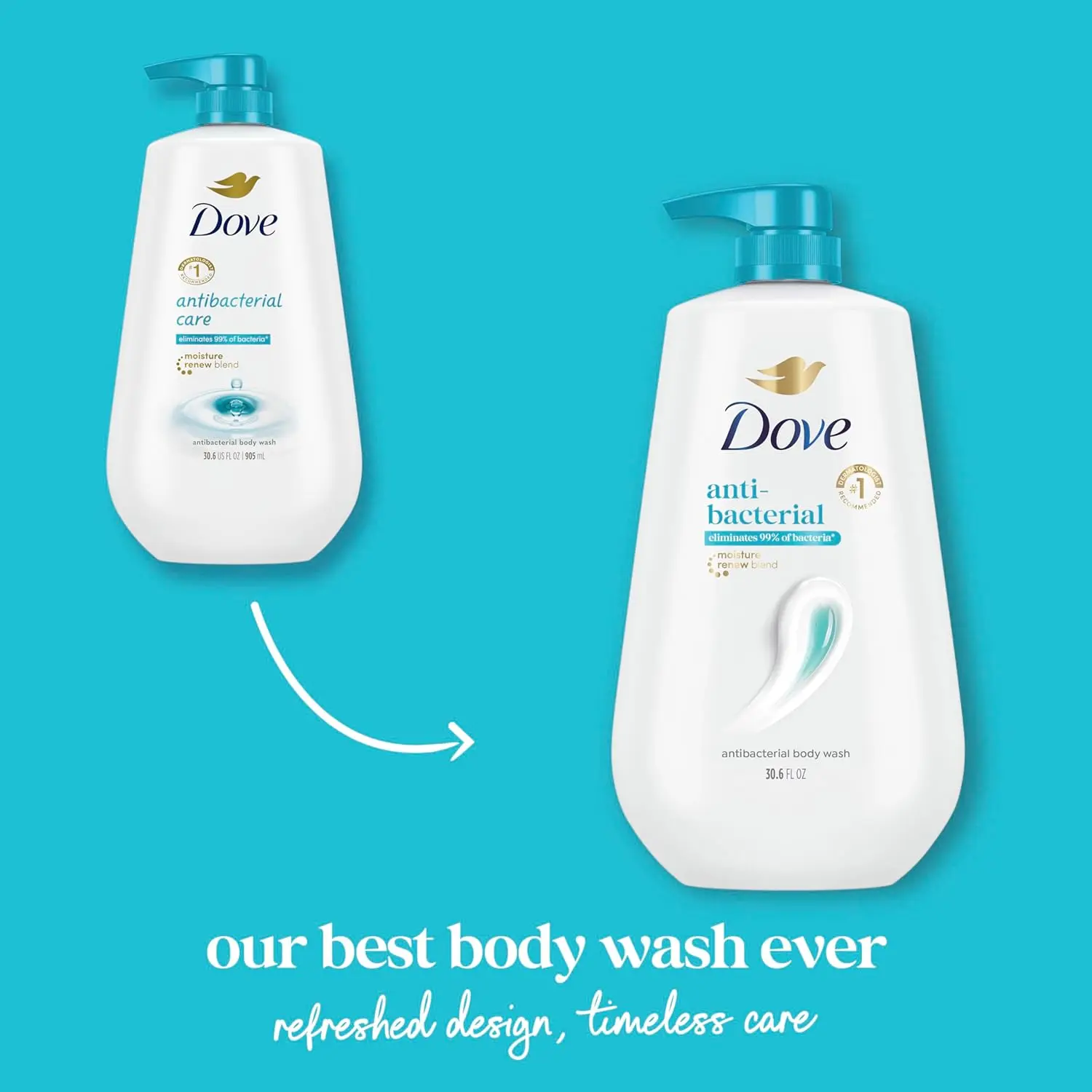 Dove Body Wash with Pump Antibacterial For All Skin Types Protects from Dryness 30.6 oz image 3