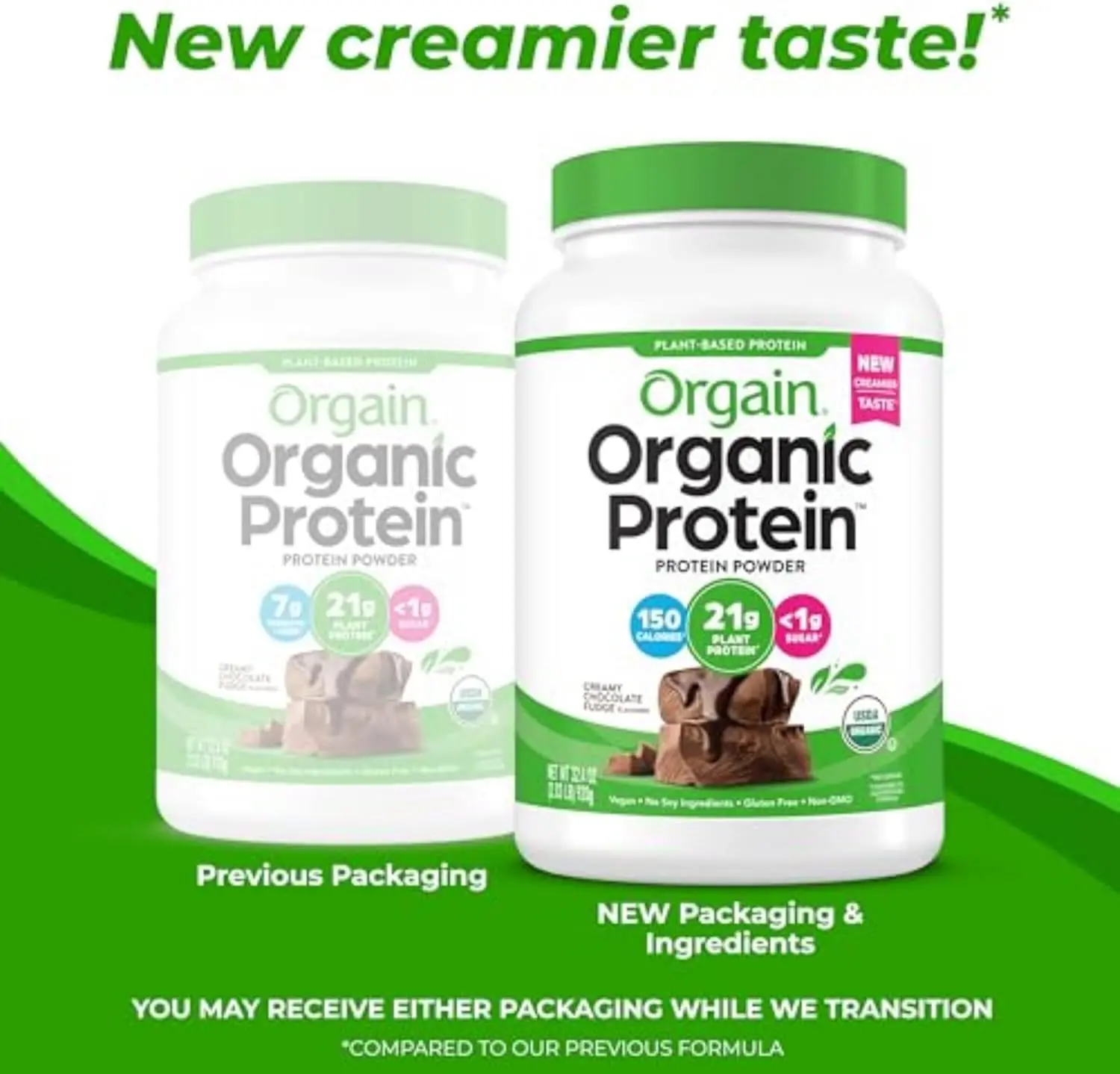 Orgain Organic Vegan Protein Powder, Creamy Chocolate Fudge - 21g Plant Protein, 6g Prebiotic Fiber, Low Net Carb, No Lactose Ingredients, No Added Sugar, Non-GMO, For Shakes & Smoothies, 2.03 lb image 3