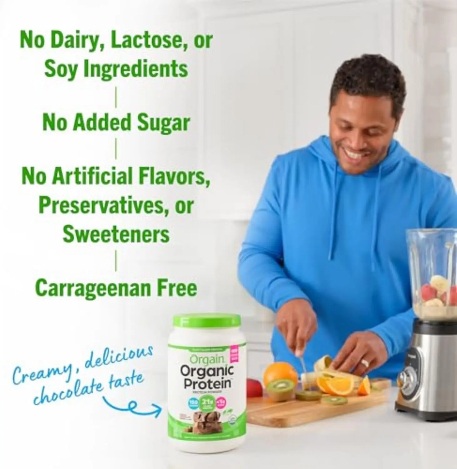 Orgain Organic Vegan Protein Powder, Creamy Chocolate Fudge - 21g Plant Protein, 6g Prebiotic Fiber, Low Net Carb, No Lactose Ingredients, No Added Sugar, Non-GMO, For Shakes & Smoothies, 2.03 lb image 5