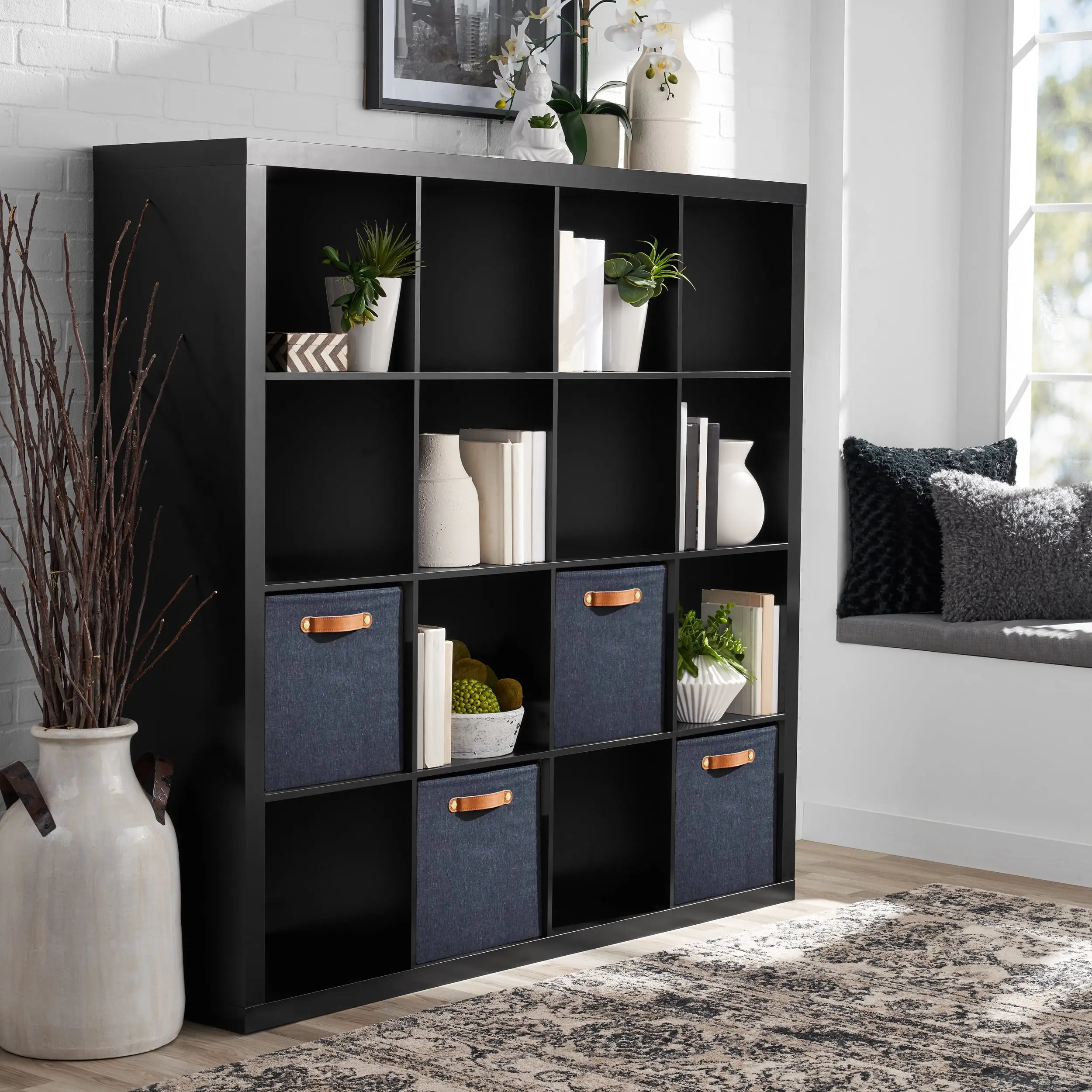 Better Homes & Gardens 16 Cube Storage Organizer, Solid Black image 1