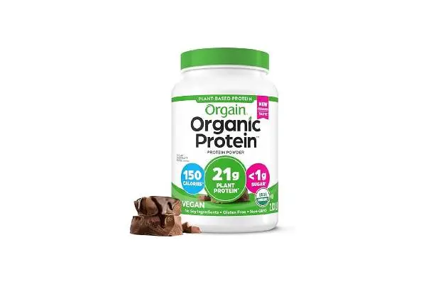 Orgain Organic Vegan Protein Powder, Creamy Chocolate Fudge - 21g Plant Protein, 6g Prebiotic Fiber, Low Net Carb, No Lactose Ingredients, No Added Sugar, Non-GMO, For Shakes & Smoothies, 2.03 lb image