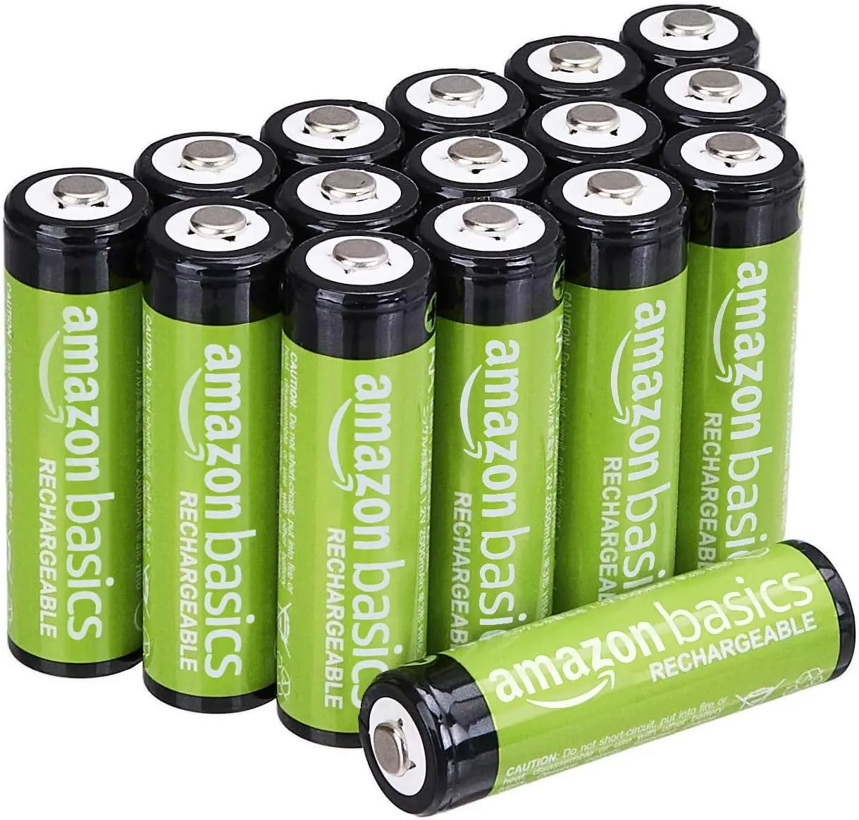 Amazon Basics Rechargeable AA Batteries, 16-Count, 2000 mAh, NiMH, Recharge up to 1000x Times, Pre-Charged image 1