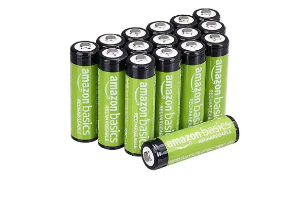 Amazon Basics Rechargeable AA Batteries, 16-Count, 2000 mAh, NiMH, Recharge up to 1000x Times, Pre-Charged image