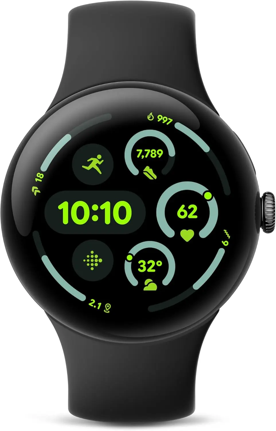 Google Pixel Watch 3 (45mm) Latest Model - Android Smartwatch, Heart Rate Tracking, Fitbit Advanced Running, Fitness Insights, 24-Hour Battery - Matte Black Aluminum Case - Obsidian Band - Wi-Fi image 1