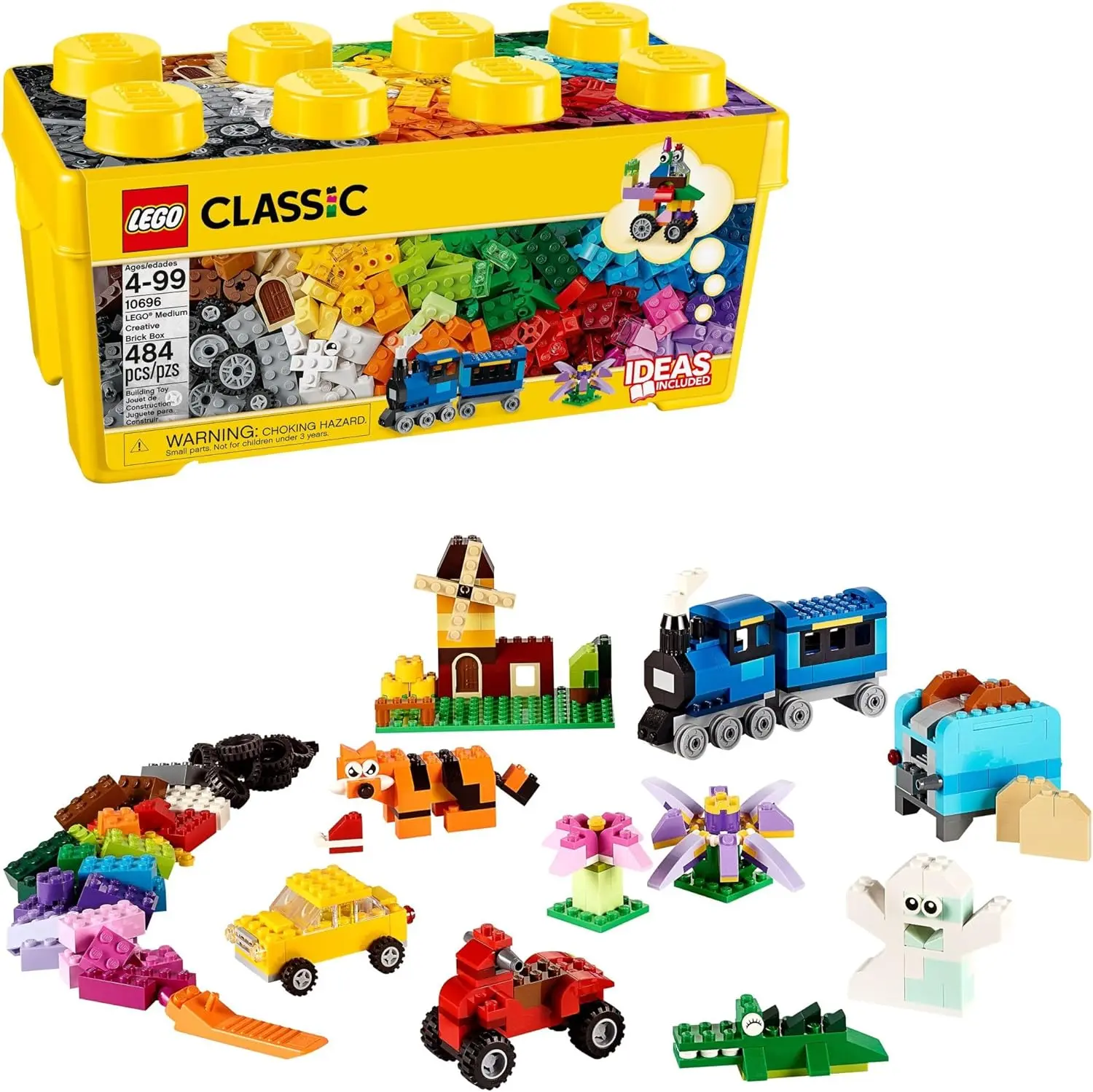 LEGO Classic Medium Creative Brick Box 10696 Building Toy Set - Featuring Storage, Includes Train, Car, and a Tiger Figure, and Playset for Kids, Boys, and Girls Ages 4-99 image 1